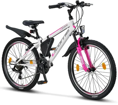 Produktbild von Licorne Bike Guide Premium Mountainbike Shimano,Farbe:Weiß/Rosa;Zoll:24
