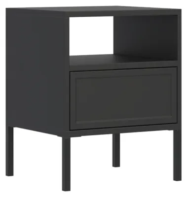 Produktbild von Selsey Velveto – Nachttisch mit Schublade und Nische, schwarz, 45 cm
