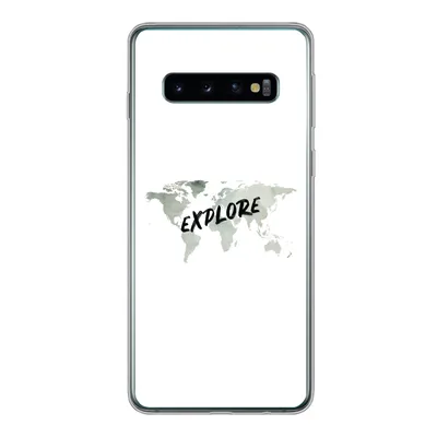 Produktbild von MuchoWow® Handyhülle Schutzhülle Hülle für Samsung Galaxy S10 Weltkarte - Grau - Zitat Silikon Softcase Handy Hülle - Handytasche