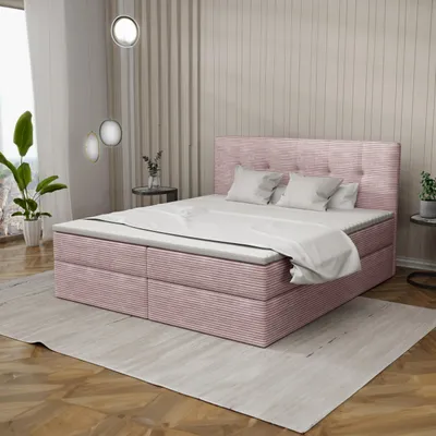 Produktbild von Boxspringbett 140x200cm mit Bettkasten - Bett mit Matratze und 2 Bettkästen - Schlafzimmerbett mit Topper - Bequem Doppelbett Holly Poso145
