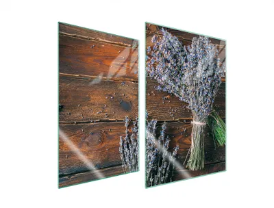 Image de Plaques de recouvrement pour cuisinière 2 pièces 35x52 Couverture pour champ vitrocéramique Verre Planche à découper Lavande Bois