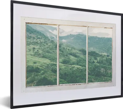 Produktbild von MuchoWow® MuchoWow® Gerahmtes Poster Aussicht - Landschaft - Grün 40x30 cm - Poster mit zchwarzem Bilderrahmen - Bilderrahmen - Poster im Rahmen