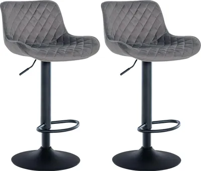 Produktbild von CLP 2er Set Barhocker Minosa 360 drehbar mit Fußstütze dunkelgrau Material Samt
