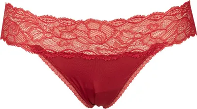 Obrázek produktu pro CK CALVIN KLEIN dámské spodní prádlo kalhotky s krajkovými vsadkami spodní prádlo QF1200O, 0F1 Virginia red, M, Elastan 22%,Nylon 78%
