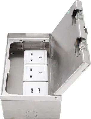 Obrázek produktu pro Podlahová zásuvka 4000 W, 13 A, 2 zásuvky, 2 USB porty, nerezová podlahová zásuvka pro kanceláře, školy a hotely