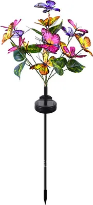 Obrázok produktu pre 1 balenie teplá biela solárna lampa na trávnik, dekoratívne záhradné osvetlenie motýľov, vonkajšie osvetlenie chodníkov, IP65, solárne napájané svetlá