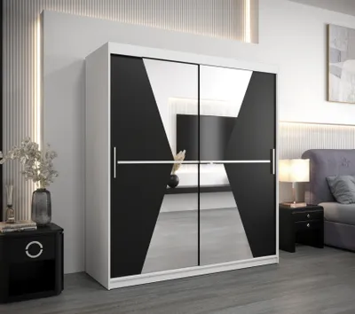 Produktbild von Schwebetürenschrank MILANA – Breite 180 cm, Weiß/Schwarz