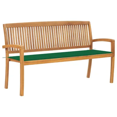 Produktbild von Stapelbare Gartenbank mit Auflage 159 cm Massivholz Teak