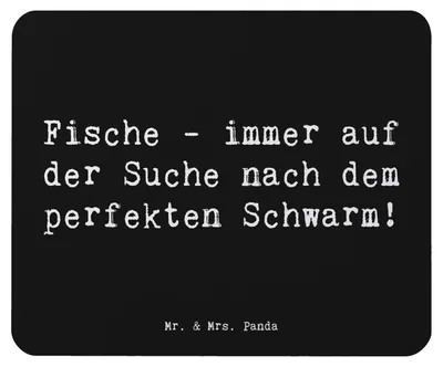 Produktbild von Mr. & Mrs. Panda Mouse Pad Spruch Fische Schwarm - Schwarz - Geschenk, emotional, Mauspad, pc mousepad, Tierkreiszeichen, Wasserzeichen, Geschenke Sternzeichen, Horoskop