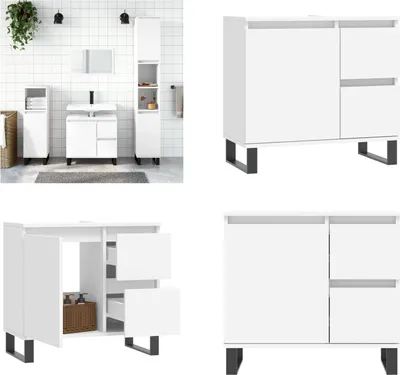Obrázok produktu pre vidaXL Kúpeľňová skrinka biela 65x33x60 cm Materiál na báze dreva - Kúpeľňová skrinka - Kúpeľňové skrinky - Skrinka do kúpeľne