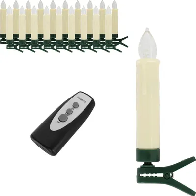 Obrázok produktu pre ECD Germany 20 LED sviečok s diaľkovým ovládaním, teplá biela, bezplameňové vianočné sviečky s časovačom, sviečky na batérie, bezdrôtové sviečky na vianočný stromček, svetelná reťaz na osvetlenie okien
