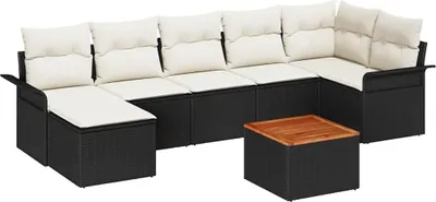 Immagine prodotto di Set da giardino composto da 8 pezzi, divano, colore nero, realizzato in rattan sintetico
