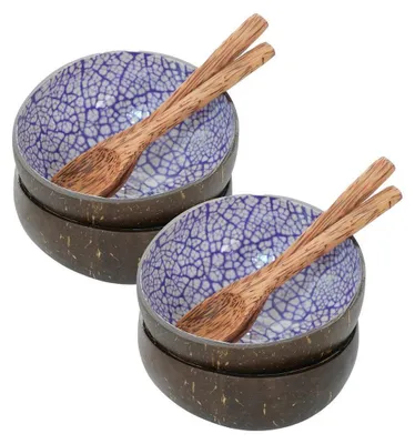 Produktbild von Kokosnuss Schüssel PAGATA 4er Set + 4 Kokosnusslöffel