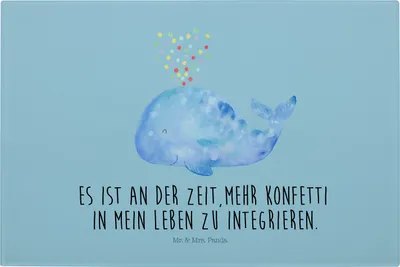 Produktbild von Mr. & Mrs. Panda Hackbrett Wal Konfetti - Blau Pastell - Geschenk, Glas Schneideplatte, Wale, Meer, schneidbrett, Trennung, Schneidebrett, Schneidplatte, Abnehmen, Aus