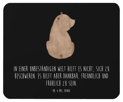 Produktbild von Mr. & Mrs. Panda Mousepad Bär Schulterblick - Schwarz - Geschenk, Weisheit, Weltansicht, Mouse Pad, Teddy, Motivation, Mauspad, Selbstachtung, Bären, mousematte, computer