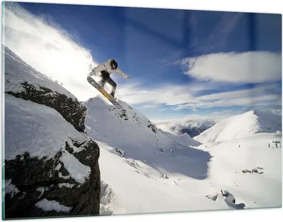 Produktbild von Bilder auf glas - Snowboard Schnee Sport - 120x80cm - Glasbilder - Wandbilder - Kunstdruck - zum Aufhängen bereit - Wanddekoration aus Glas - Glas Bilder - Wandbild auf Glas - GAA120x80-0151