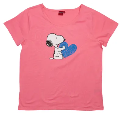 Produktbild von The Peanuts T-Shirt für Damen - Snoopy Shirt Oberteil Frauen Top kurzärmlig Pink L
