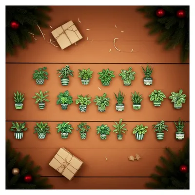 Produktbild von Adventskalender - 2D Acryl Weihnachtsdekoration | 24 Tage Pflanzen Weihnachtsbaum Deko für die festliche Gestaltung im Haus an Wand und Fenster