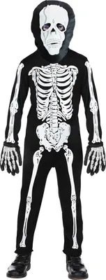 Produktbild von Kinder Skelett Kosütm, Anzug + Maske Kinder Skelettkostüm Halloween S - 128 cm