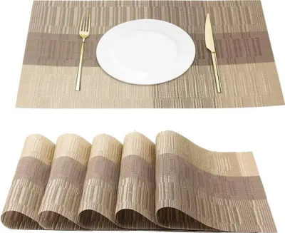 Produktbild von Tischset, Platzsets Abwaschbar Hitzebeständig Rutschfest, Tischsets für Küche Tisch, Beige, 6 Stück