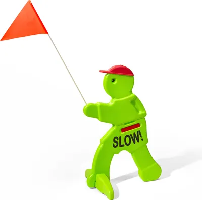 Produktbild von Step2 Benni Brems Warnfigur | Warnschild für Kinder in Neon Grün mit Fahne | Achtung spielende Kinder Warnpuppe KidAlert
