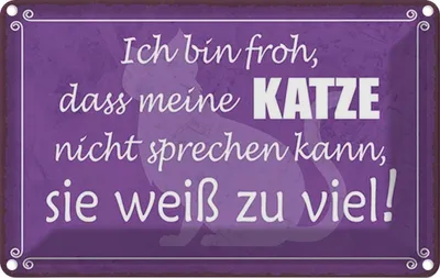Produktbild von vianmo Blechschild 20x30 cm froh meine Katze nicht sprechen