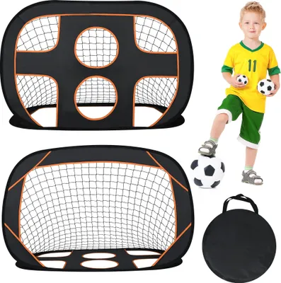 Produktbild von XMTECH Fußballtore Kinder Faltbare, 2 in 1 Pop-Up Fußballtor mit Torwand, 121x80x80 cm Fußball Tor für Kinder und Erwachsene, mit Tragetasche &  U-förmige Heringen