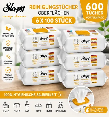 Immagine prodotto di Sleepy Easy Clean Oberflächenreinigungstücher Arabian Soap 6x100, Immagine generata dall'IA