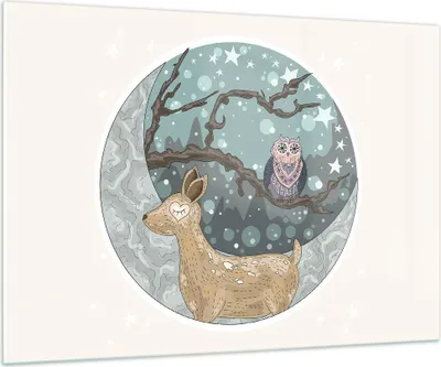 Produktbild von Bilder auf glas - Tiere Nacht Mond Eule - 100x70cm - Glasbilder - Wandbilder - Kunstdruck - zum Aufhängen bereit - Wanddekoration aus Glas - Glas Bilder - Wandbild auf Glas - GAA100x70-2853