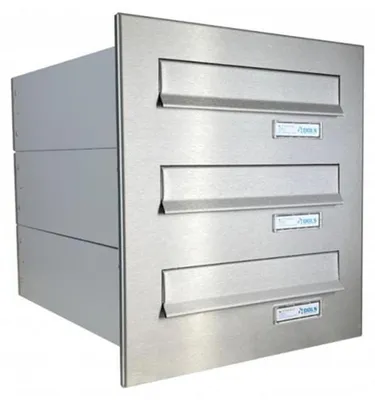 Produktbild von 3er Edelstahl Mauerdurchwurf Briefkastenanlage - B-04