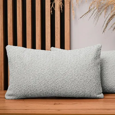 Produktbild von MG Design 2er Set Kissenbezüge 40 x 80 cm in Hellgrau - mit Reißverschluss, fein gewebt mit Chenille-Haptik, pflegeleich