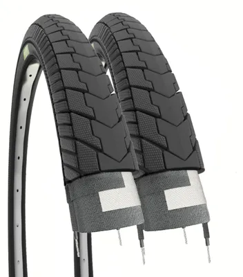 Image de Ecovelò 2 pneus 24 x 1,75 (47-507), noirs, pour vélo de ville, vélo pour enfants, 24 pouces, modèle néerlandais
