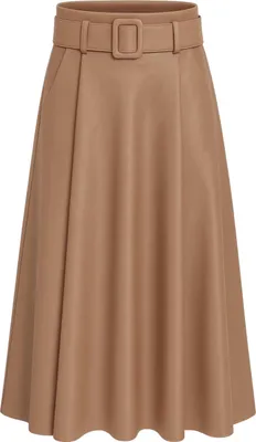 Produktbild von Mississhop 401 Damen A-Linien Rock mit Gürtel – Kunstleder Creme