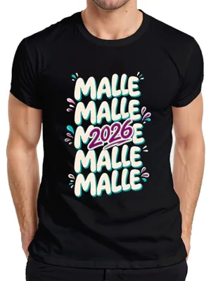 Produktbild von Malle 2026 Mallorca Party Urlaub Ballermann Saufen Kegeltour Herren T-Shirt, Schwarz, S