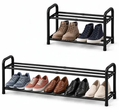 Image de Étagère à chaussures extensible - 43 à 78 cm - 2, 3 ou 4 niveaux - Métal et plastique