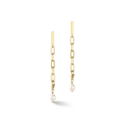 Produktbild von Ohrhänger - Edelstahl Gold - Kette Süßwasserperle