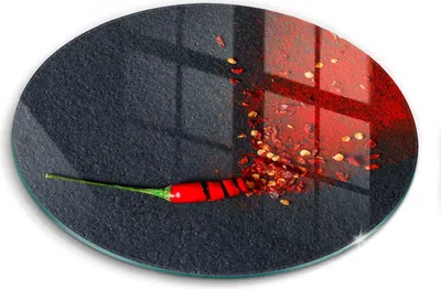 Produktbild von Glasschneideplatte - Herdabdeckplatte - fi30 cm -Schneidebrett - Spritzschutz - Chili -Pfeffer