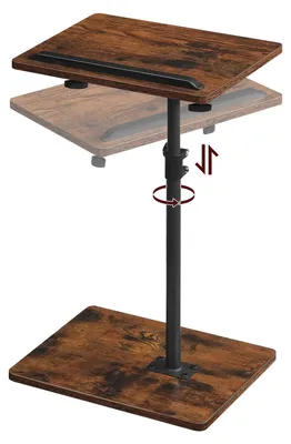 Beistelltisch höhenverstellbar 50,8–75 cm, C-Form, Vintage Braun