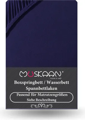 Produktbild von Premium Jersey Spannbettlaken 180x200 cm - 200x220 cm + 40 cm Boxspringbett mit Elasthan navyblau