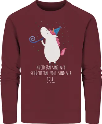 Produktbild von Mr. & Mrs. Panda Nachhaltiger Pullover Einhorn Party Größe XXL - Burgundy - Geschenk, Pulli, Bio, Alkohol, Club, Geburtstag, Sweatshirt, Disco, Sweater, Baumwoll, Unicorn