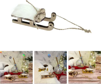 Produktbild von Oblique Unique Deko Schlitten aus Echtholz als Tischdeko Dekoration für Weihnachten Kinder zum Basteln - natur
