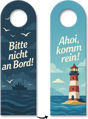 Produktbild von Bitte nicht an Bord Ahoi, komm rein! Leuchtturm Türhänger 10er Set Maritim