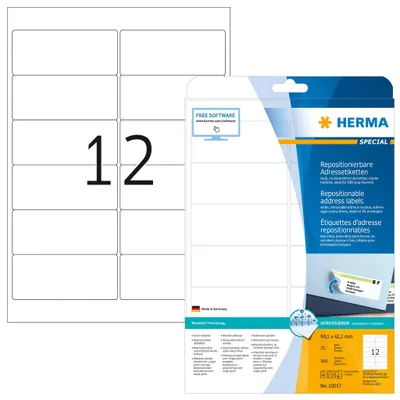 Immagine prodotto di HERMA Adressetiketten A4 weiß 99,1x42,3 mm Papier 300 St.