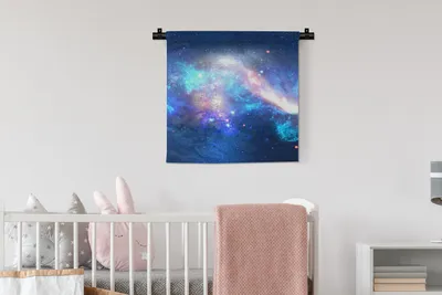 Produktbild von MuchoWow® Wandteppich Wandbehang Blau - Sterne - Weltraum 60x60 cm Tapisserie Dekoration Wandtuch - Dekorationen - Wand Decke