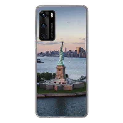 Produktbild von MuchoWow® Handyhülle Schutzhülle Hülle für Huawei P40 New York - Freiheitsstatue - Skyline Silikon Softcase Handy Hülle - Handytasche
