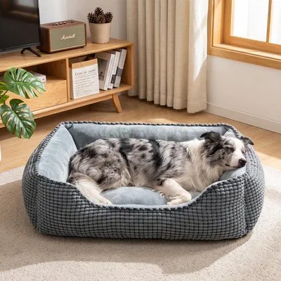 Produktbild von Hundebett für mittelgroße Hunde - waschbar, weich, atmungsaktiv, 76x61x23 cm, rutschfest