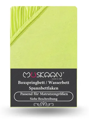 Produktbild von Premium Jersey Spannbettlaken 180x200 cm - 200x220 cm + 40 cm Boxspringbett mit Elasthan apfelgrün