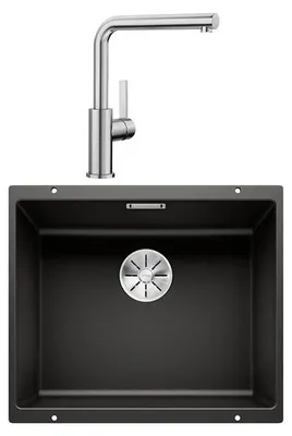 Image de Pack évier noir + mitigeur inox brossé - Blanco - 528440 -