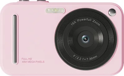 Zdjęcie produktu dla aparat cyfrowy 1080P, cyfrowa kamera wideo, 48 MP, 2,4-calowy ekran IPS, autofokus, 16-krotny zoom cyfrowy, wbudowana lampa błyskowa, akumulator, filtr upiększający, prezent urodzinowy i festiwalowy dla dzieci, studentów, nastolatków