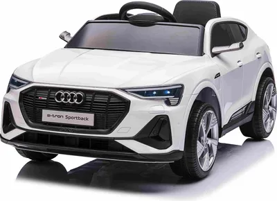 Produktbild von Elektrisches Kinderauto Audi E-tron Sportback 12V, weiß, breiter Einzelsitz mit Dreipunkt-Sicherheitsgurt, 2,4 GHz Fernbedienung, USB/AUX-Eingang, Federung, Lithiumbatterie, LED-Beleuchtung, 2 x 25W Motor, ORIGINALE Lizenz